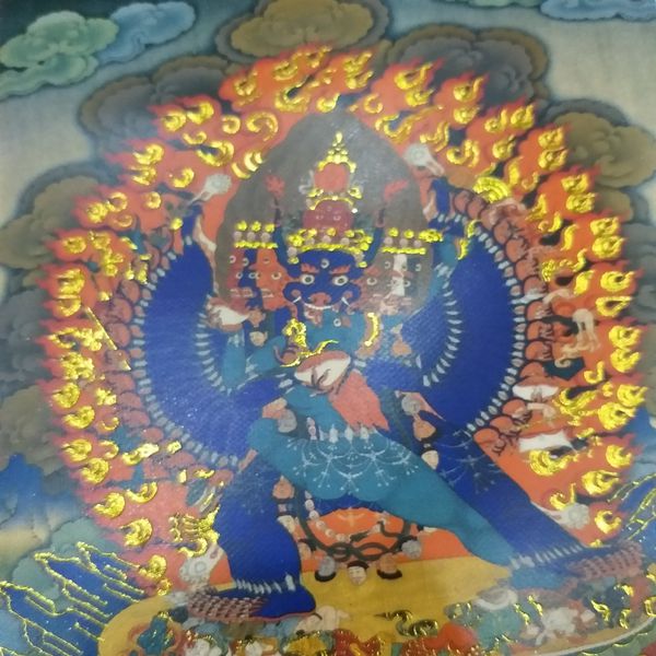 Tranh Thangka Đại Oai Đức Minh Vương_35x20cm